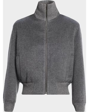 TSE Double-Faced Cashmere Bomber Jacket - Gray