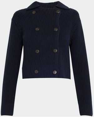 Vince Double-Breasted Sweater Jacket - Blue