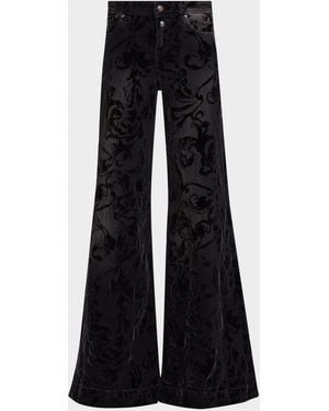 Versace Glitter Barocco Flare Jeans - Black