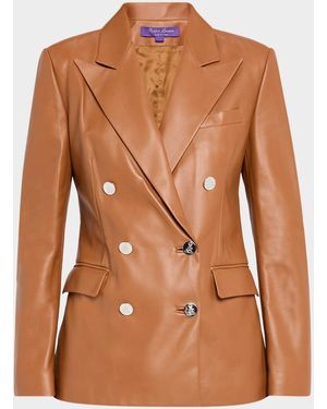 Ralph Lauren Camden Leather Double-Breasted Jacket - Brown