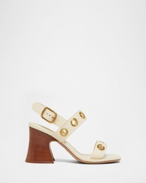 Chloé 75Mm Janis Grommet Leather Slingback Sandals - White