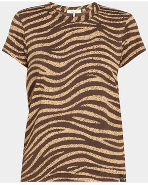 Rag & Bone All Over Zebra Cotton T-Shirt - Brown