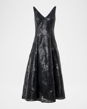 Akris Lacquered Sea Faille Sleeveless Midi Dress - Black