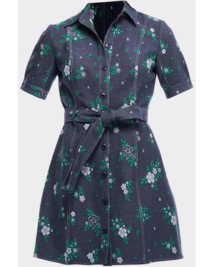 Shoshanna Archie Floral-Print Denim Mini Dress - Blue