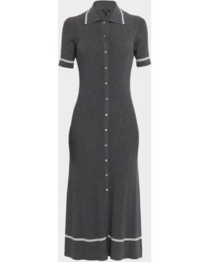 Rag & Bone Kassy Tipped Rib-Knit Midi Dress - Gray