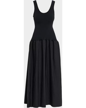 FFORME Marina Sleeveless Cotton-Silk Flared Midi Dress - Black