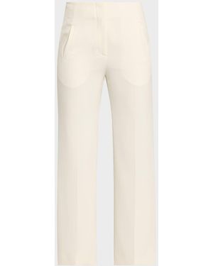 Veronica Beard Carys Cropped Straight-Leg Pants - Natural