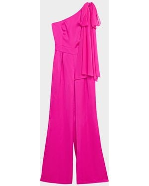 Ramy Brook Genny One-Shoulder Silk Jumpsuit - Pink