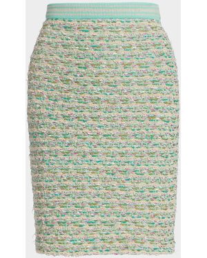 St. John Bouclé Tweed Pencil Skirt - Green