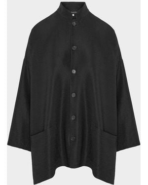 Eskandar Wide A-Line Mandarin Jacket - Black