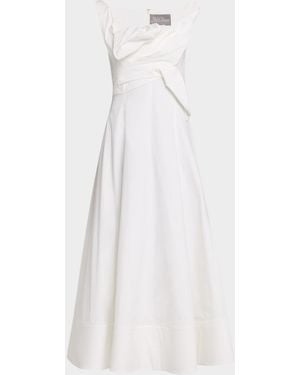 Lela Rose 3D Draped Cotton Poplin Sleeveless Midi Dress - White