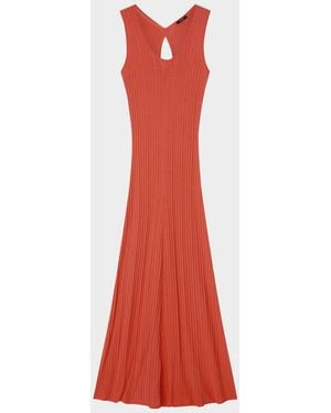 JOSEPH Cutout Racerback Viscose Rib Maxi Dress - Red