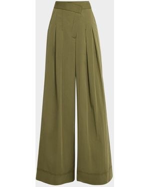 Veronica Beard Heron Pleated Wide-Leg Pants - Green