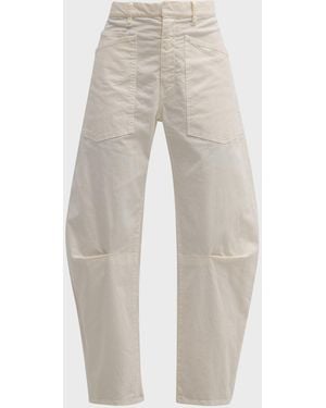 Nili Lotan Shon Mid-Rise Cropped Pants - Natural