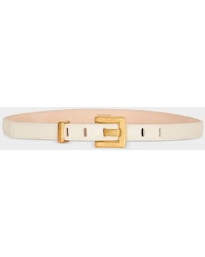 Balmain Anthem Narrow Leather Belt - Natural