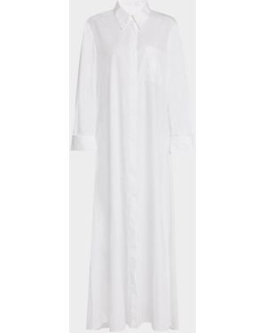 Twp Jenny & Apos;S Gown Oversized Embellished Cotton Poplin Shirtdress - White