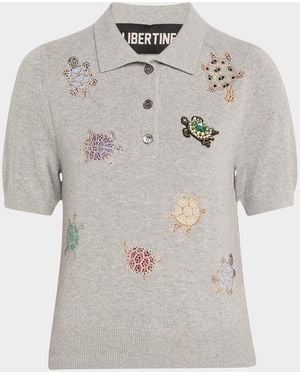 Libertine Turtle Time Cashmere Polo Sweater - Gray