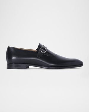 Paul Stuart Apos;S Horace Leather Single-Monk Strap Loafers - Black