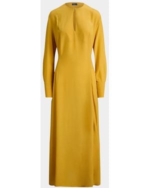 Polo Ralph Lauren Tie-Front Crepe Maxi Dress - Yellow