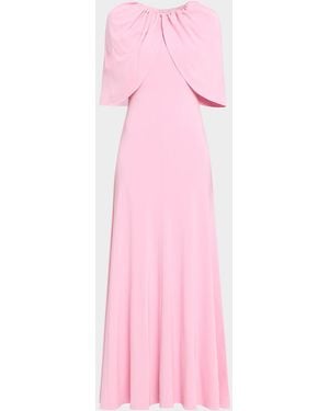 Roland Mouret Fit-And-Flare Jersey Capelet Gown - Pink