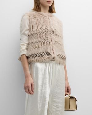 Giorgio Armani Shearling Silk Vest - Natural