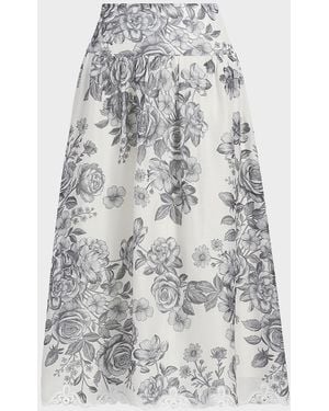 Kobi Halperin Lidia Floral-Print Midi Skirt - Gray