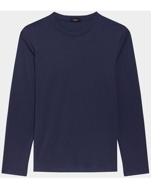 Theory Essential Long-Sleeved Crewneck T-Shirt - Blue