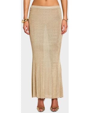 SER.O.YA Harmony Metallic Knit Maxi Skirt - Natural