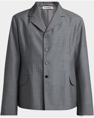 Jil Sander Apos;S Raw-Edge Wool Poplin Jacket - Gray