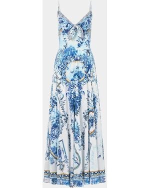 CAMILLA The Porcelain Parlour Tie-Front Maxi Dress - Blue