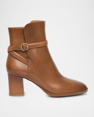 Santoni Andy 65Mm Leather Block-Heel Booties - Brown