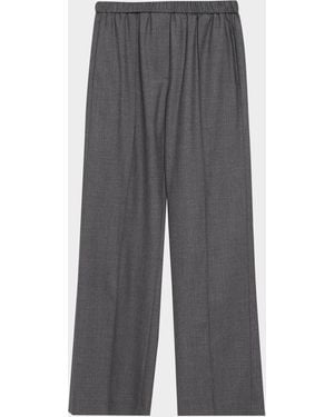 Peserico Wide-Leg Stretch Wool Pants - Gray