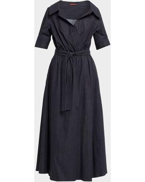 Altuzarra Lydia Belted Denim Maxi Dress - Blue