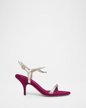 Chloé 75Mm Zia Embellished Leather Sandals - Pink