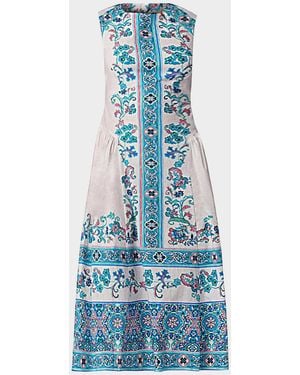 Shoshanna Adele Floral-Print Stretch Cotton Midi Dress - Blue