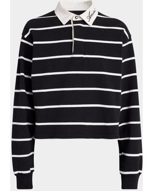 Amiri Logo-Embroidered Striped Polo Shirt - Blue
