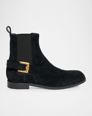 Balmain Apos;S Leather Pb-Buckle Chelsea Boots - Black
