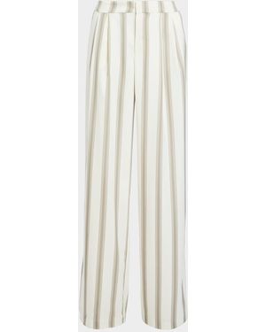 SER.O.YA Marlowe Striped Satin Pants - White