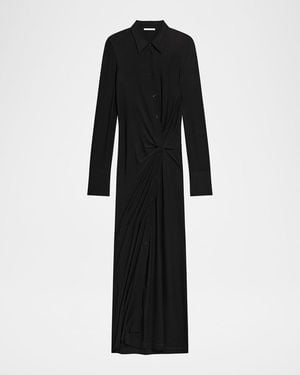 Helmut Lang Twisted Long-Sleeve Shirtdress - Black