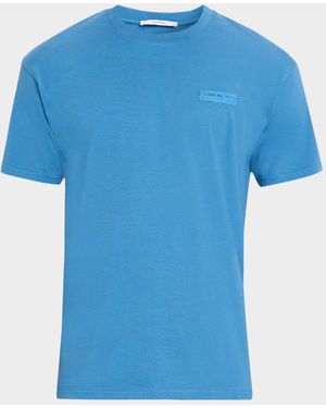 Givenchy Apos;S Tonal Grosgrain Label Crewneck T-Shirt - Blue