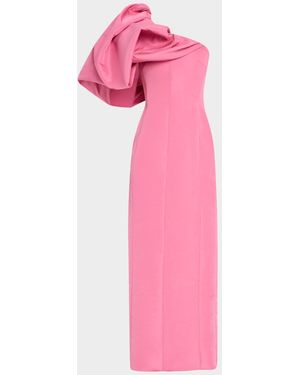 Bibhu Mohapatra Camellia Draped Cloud One-Shoulder Faille Dress - Pink