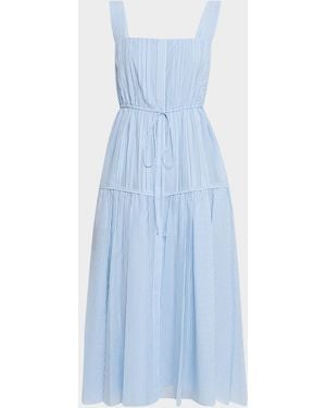 Kobi Halperin Reina Striped Cotton-Silk Midi Dress - Blue