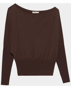 Jonathan Simkhai Lavina Off-The-Shoulder Draped Sweater - Brown