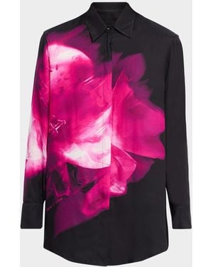 Versace Jeans Couture Long-Sleeve Floral Shirt - Pink