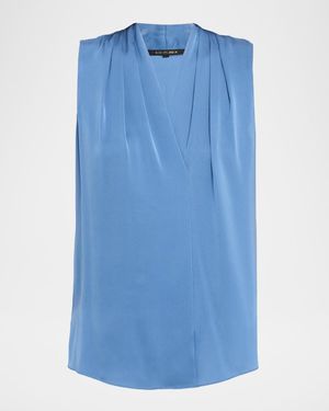 Kobi Halperin Mila Silk-Stretch Sleeveless Top - Blue
