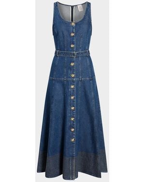 Cinq À Sept Kehlani A-Line Denim Midi Dress - Blue