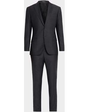 Emporio Armani G Line Virgin Wool Micro-Box Suit - Blue