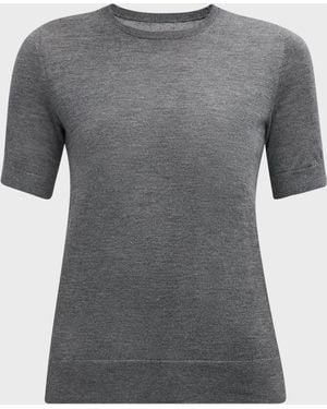 Neiman Marcus Superfine Cashmere Crop Sweater - Gray