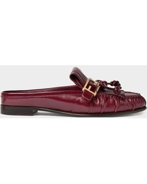 Fendi Ff Baguette Fringed Leather Sabots - Red