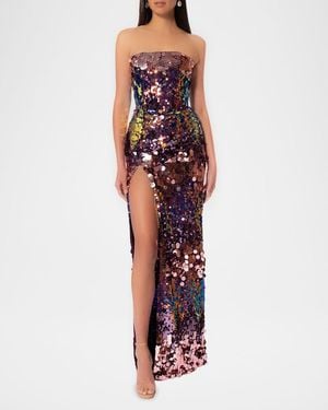 HELSI Lola Strapless Sequin Column Gown - Red